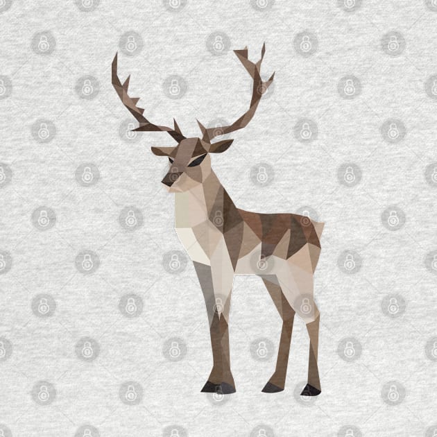 Low Poly Stag in Brown by shaldesign